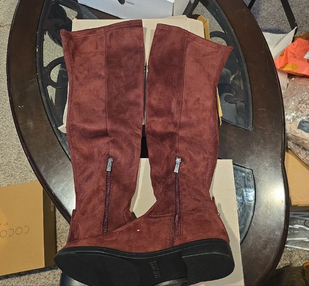 Kenneth Cole Burgundy Over-the-Knee Suede Boots